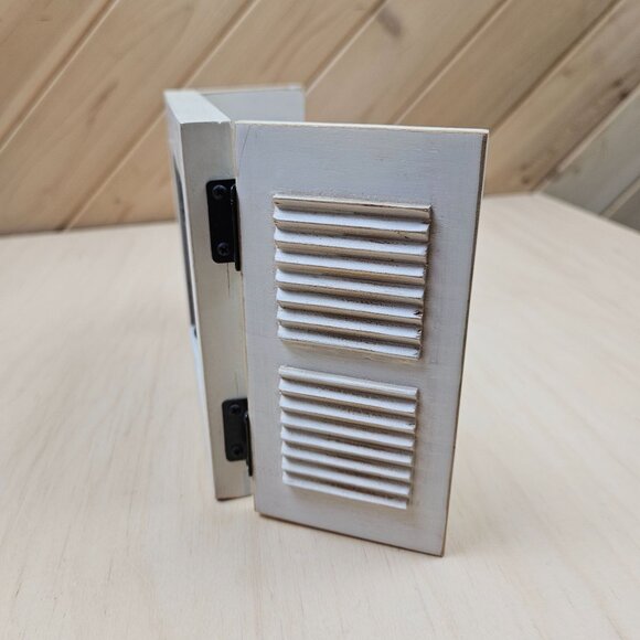 Shutter-Style Wood Picture Frame Distressed White Finish Cottage Country Rustic - Picture 4 of 7